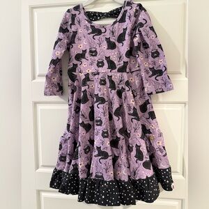 Cheeky Plum Purple and Black Cat Print Dress